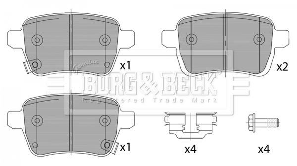 BORG & BECK Комплект тормозных колодок, дисковый тормоз BBP2460